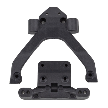 Factory Team - RC10B6.4 Front Top Plate and Ballstud Mount, angled, carbon