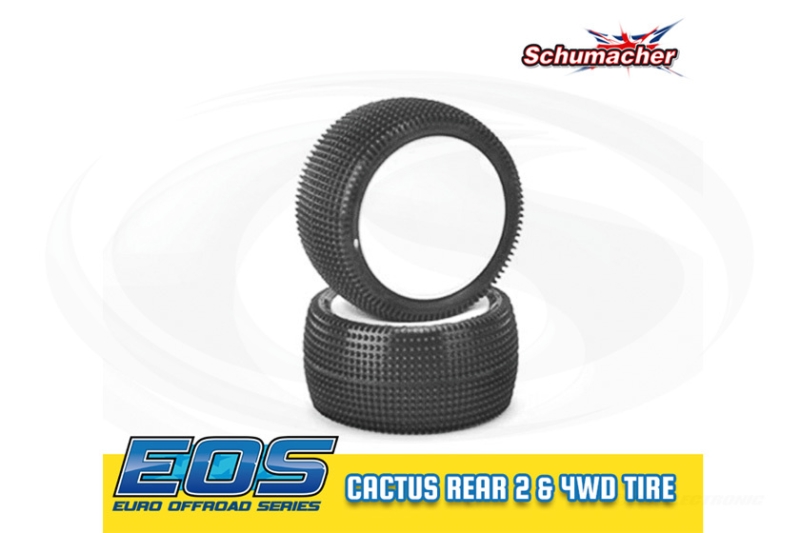 Schumacher - Cactus,  Rear - 2 & 4WD Komplettrad verklebt - Gelb, 12mmHex - EOS / Mibos 2017/18